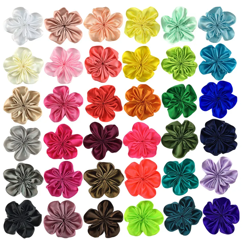 200 шт./лот швейная атласная лента цветок розы ручная работа шелковая ткань