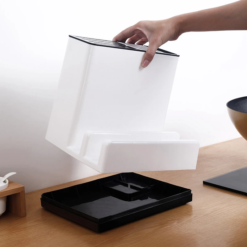 

Kitchen Utensil Holder Plastic Knife Block with Drainboard Tableware Cutting Board Storage Rack Shelf Kitchen Organizer