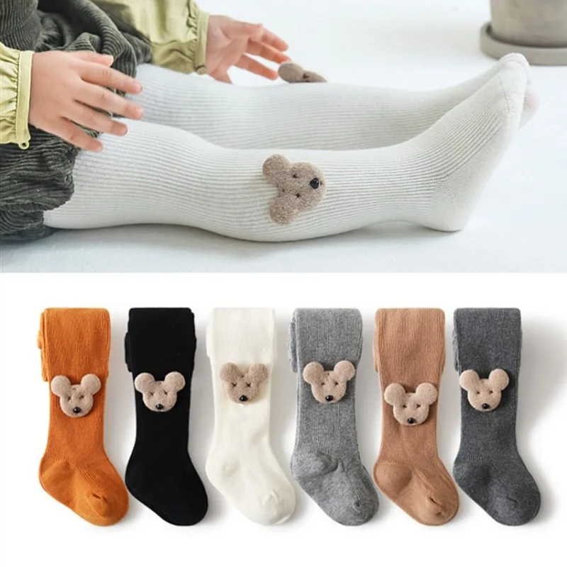 

Panty-Hose for Kids Autumn and Winter New 1-3-5-8 Years Girl's Pinstripe Cotton Knitted Breathable Comfortable Bottoming Socks