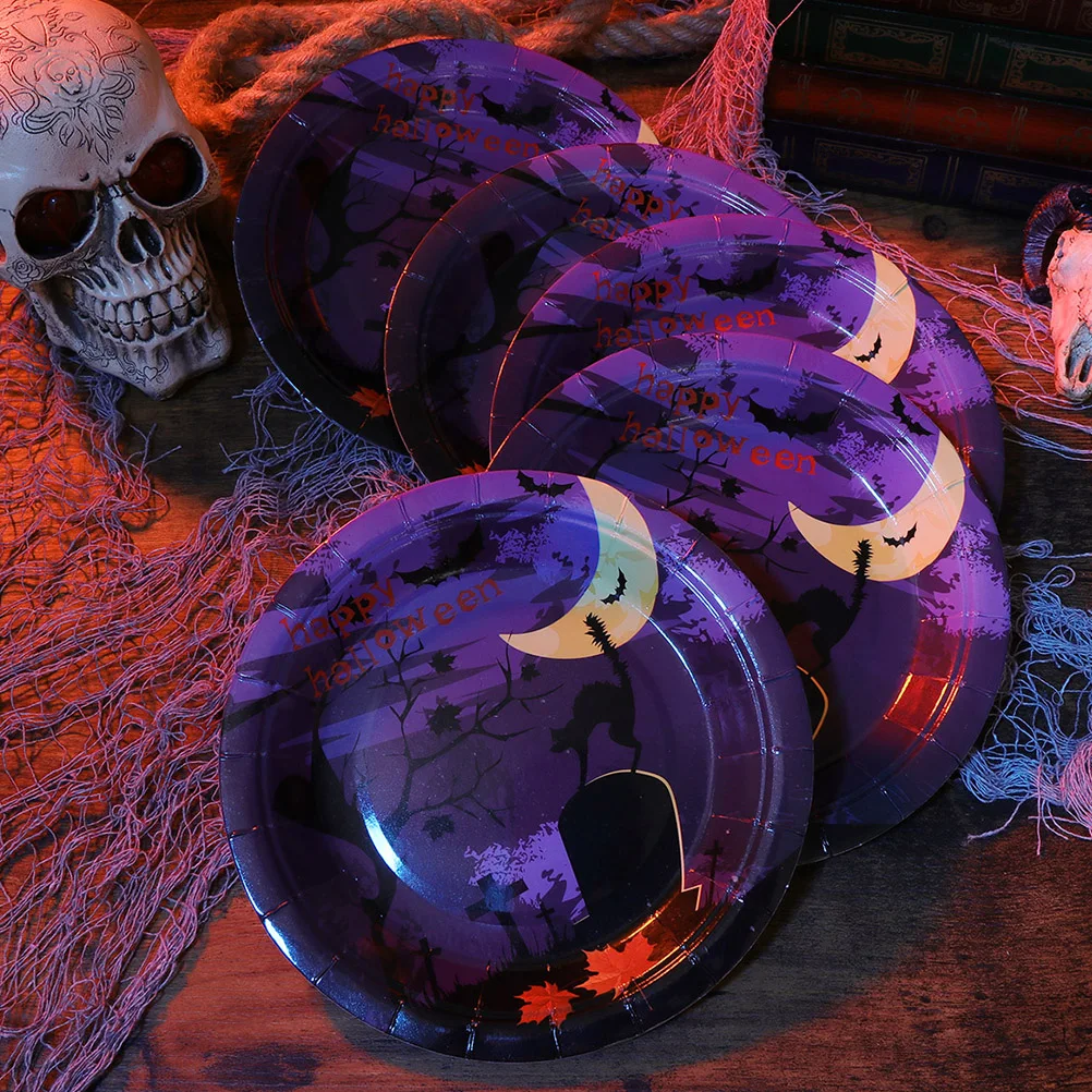 30 шт бумажные тарелки одноразовые Хэллоуин круглые Мультяшные вечерние
