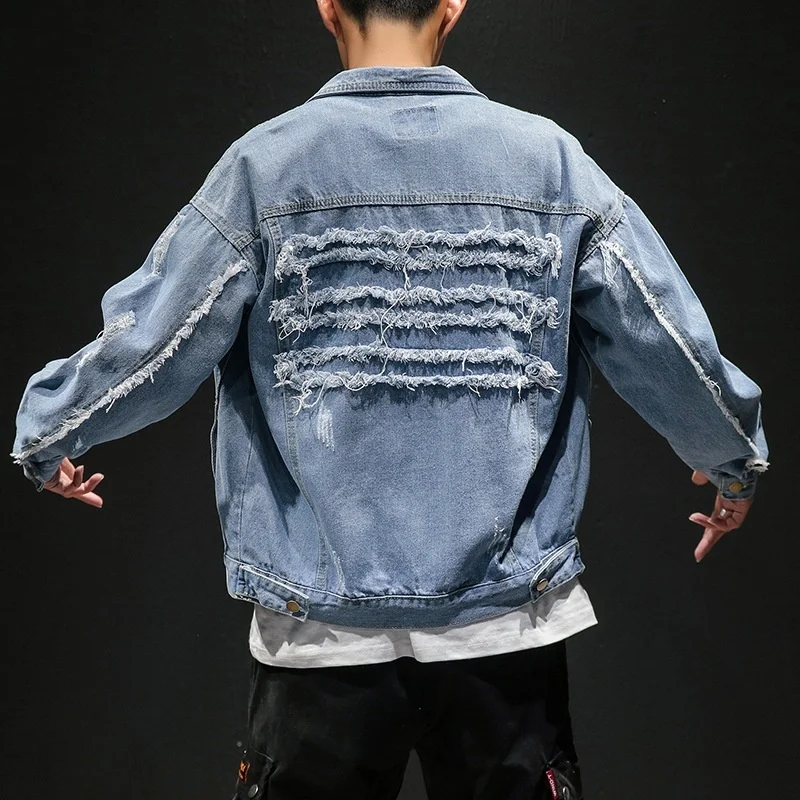 Новая весенняя Мужская джинсовая куртка свободная повседневная ковбойская в