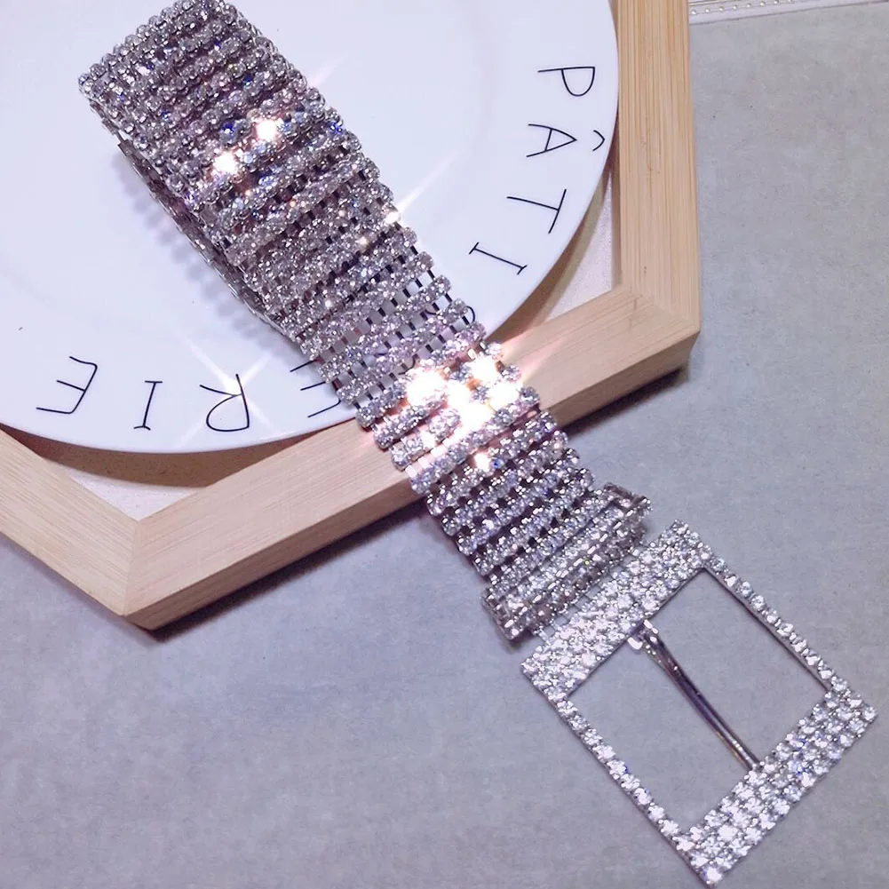 

Women Full Rhinestone Shiny Crystal Diamond Waist Chain Inlaid Belt Waistband Luxury All Match