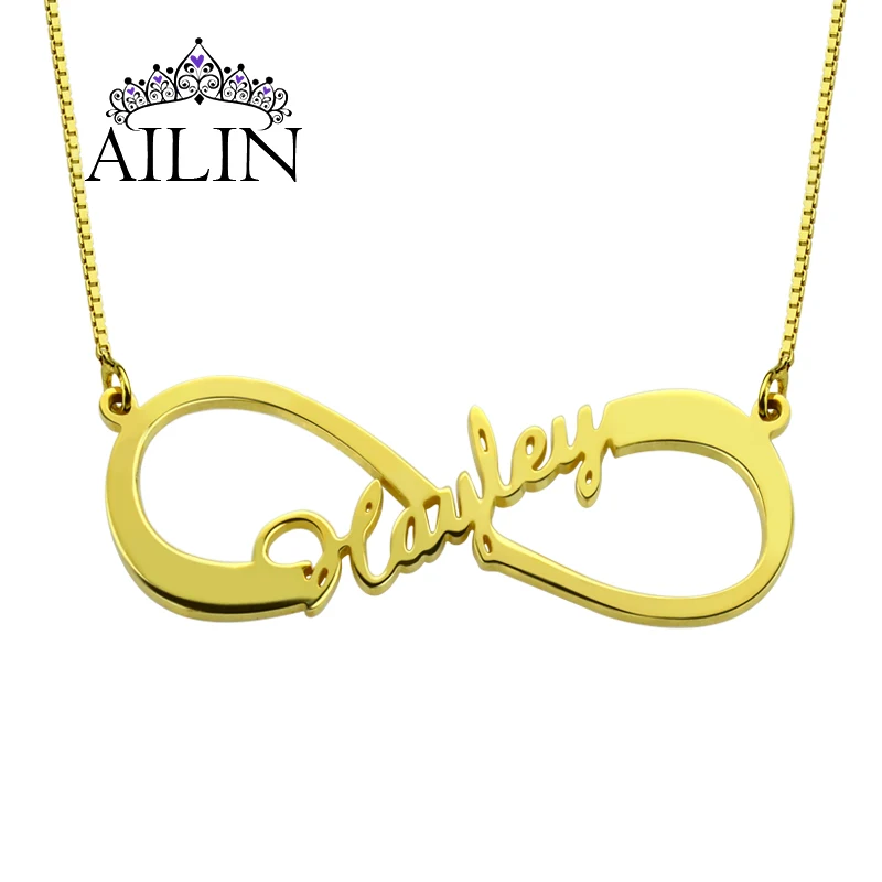 Женское Ожерелье из нержавеющей стали AILIN ожерелье с именем бесконечности для