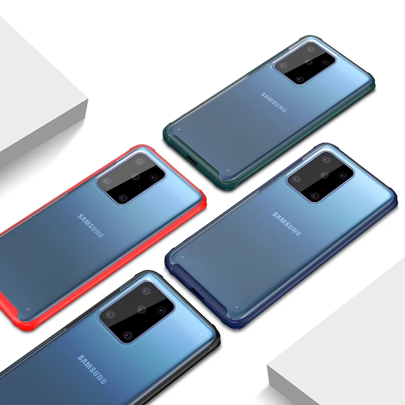 Shockproof Armor Matte Case For Samsung Galaxy S21 S20 Plus FE  Note 20 Ultra Luxury Silicone Bumper Clear Hard PC Cover Funda