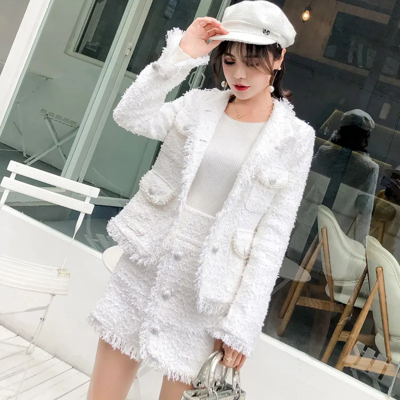 Корейская мода 2019 новый осенне зимний женский костюм с юбкой длинный рукав