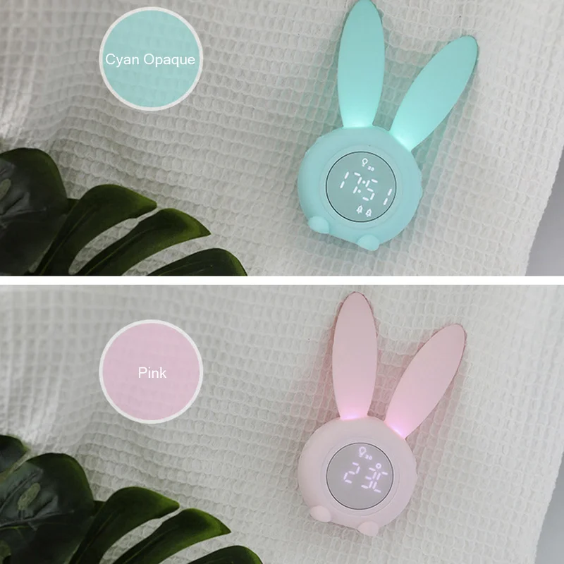 Цифровой светодиодный Будильник с милыми кроличьими ушками электронный