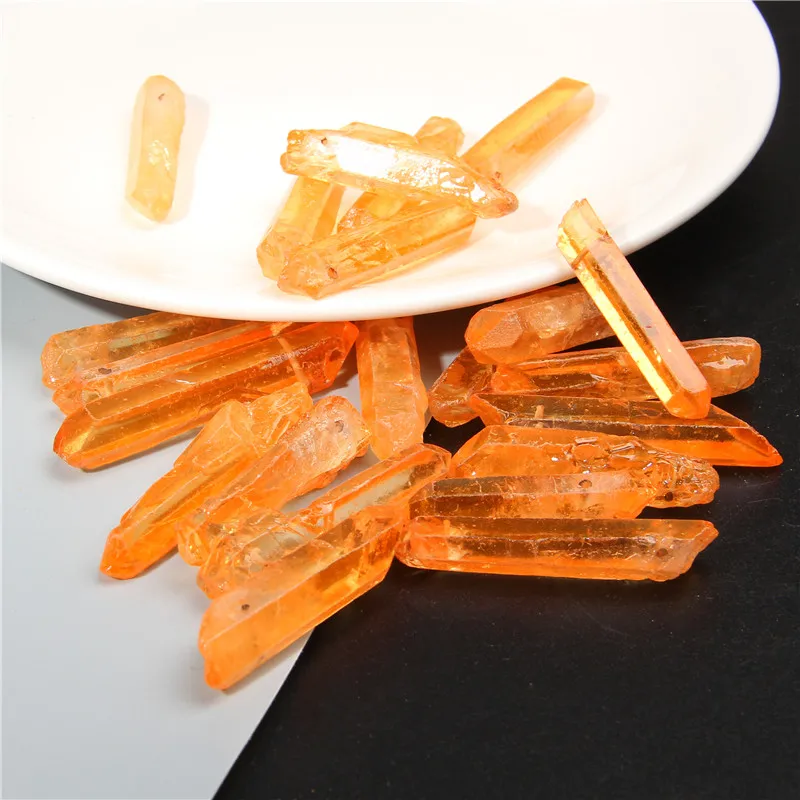 40 мм 10 шт необработанные натуральные желтые мистические титановые кварцевые