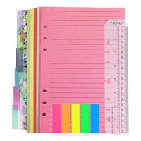 a6 notebook set 50 sheets 6 holes loose leaf lined refill paper 6 pcs pvc binder index dividers ruler and note flags index tabs
