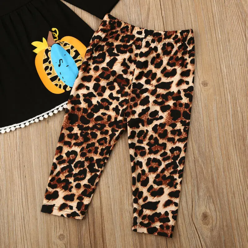 3 шт. футболка с длинным рукавом и юбка леопардовым принтом|Комплекты одежды для