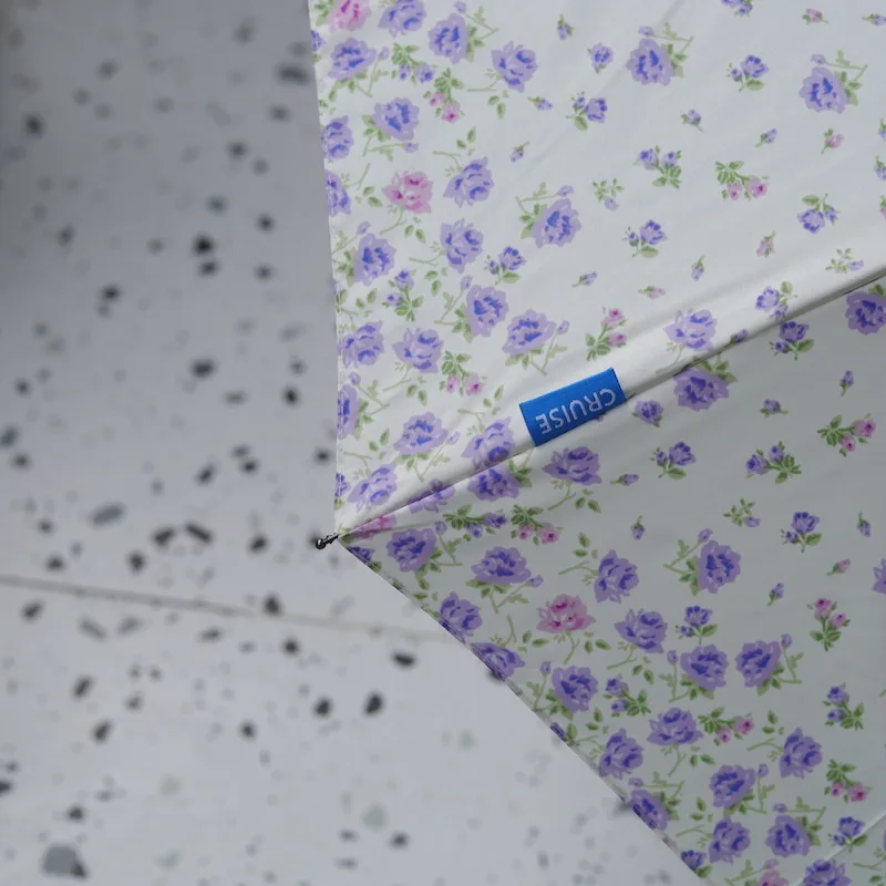 Женский зонт белый фиолетовый сиреневый цветочный для девушек складной