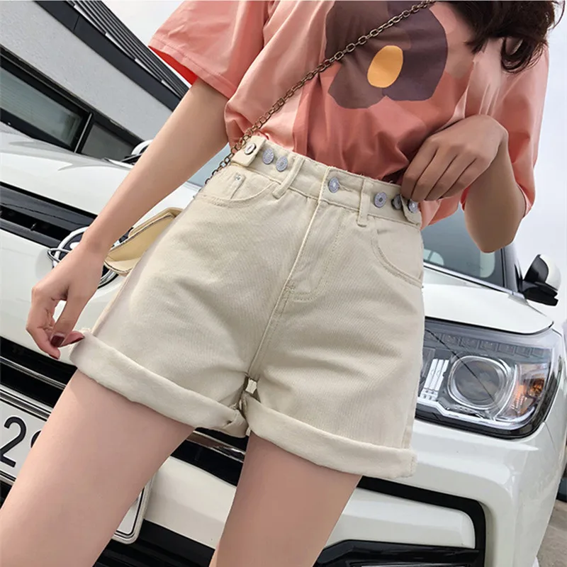 

2021 Women's Denim Shorts Vintage High Waist Blue Wide Leg Shorts Female Caual Summer Ladies Shorts Jeans For Women Streetwear