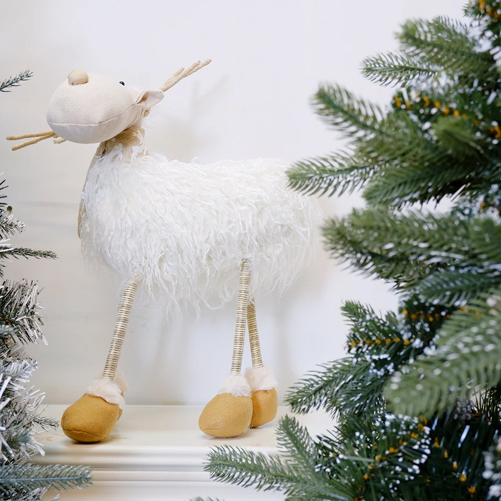 

50CM White Reindeer Deer Elk Dolls Toys Christmas Decoration Standing Doll New Year Gift Home Ornament Decor Navidad 2021