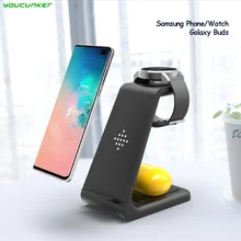 10W QI Wireless Fast Charger Holder Quick Charging Stand Type-C  3 in 1 Station for Samsung Watch Active Galaxy Buds IPhone13/12