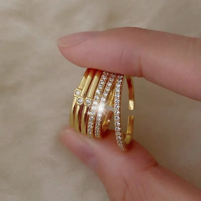 

Mini Finger Rings For Women Simple Round Zircon Beads Small Gold Ring Jewelry Ladies Gift