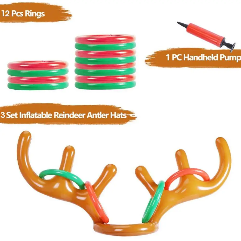 2/3 пакет кольцеброс надувные шапка с рогами северного оленя Санта Клауса на