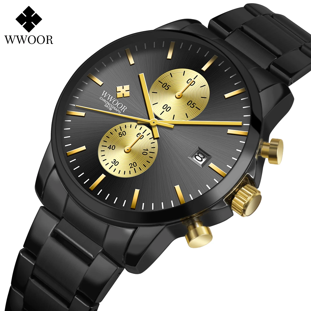 

WWOOR 2021 Sport Watches for Men Luxury Stainless Steel Wrist Watch Male ​Military Clock Fashion Wristwatch Relogio Masculino