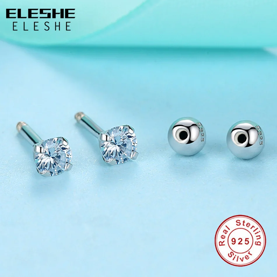 Женские серьги-гвоздики из серебра 925 пробы с фианитом | Украшения и аксессуары