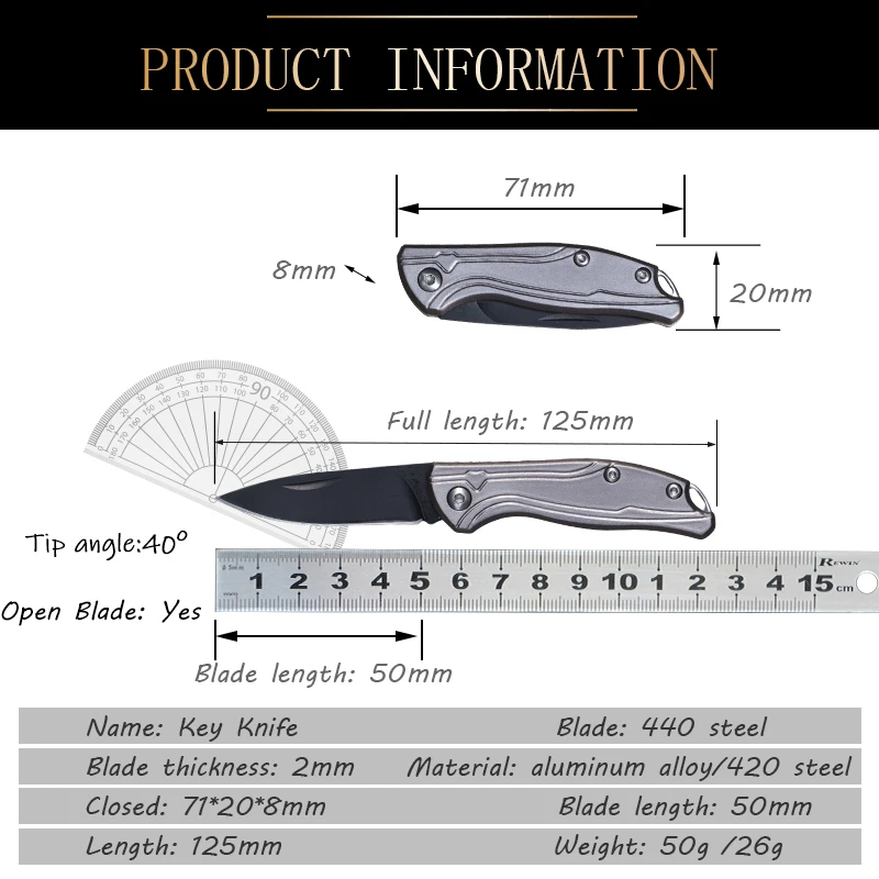 Складной нож из алюминиевого сплава высокопрочный и светильник портативный