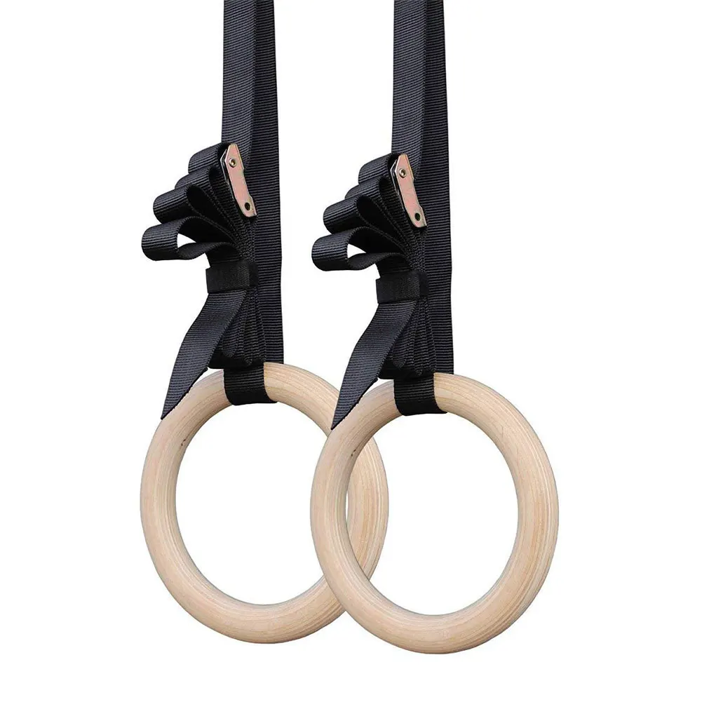 

Gymnastic Rings Exercise Gym Rings Olympic Wooden Workout Exercise Calisthenics Rings Strength Training Pull Ups Dips Wood Color
