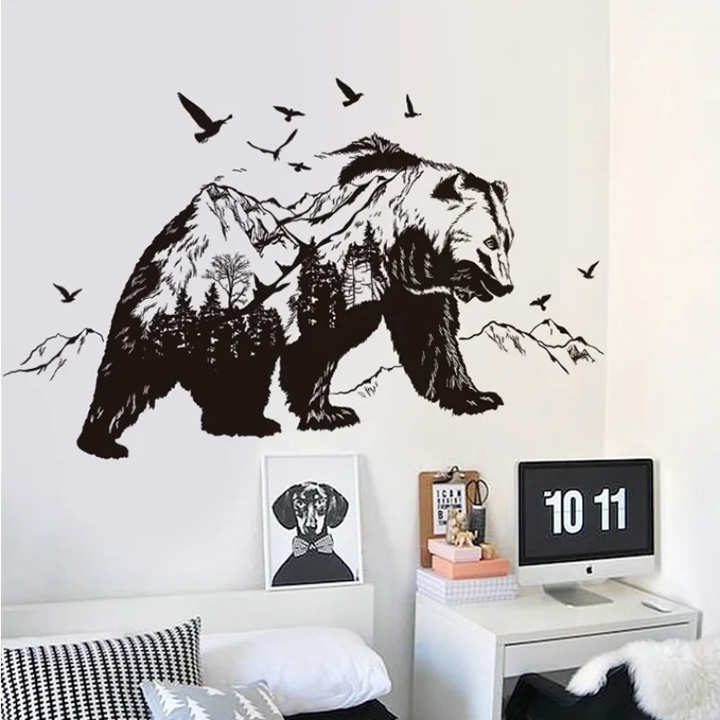 

Mountain black bear living room bedroom study wall mural can be removed