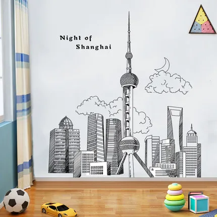 

Creative 93*89cm Famous Building Home Decoration Wall Sticker Living Room Bedroom Modern Picture Wall Art Poster
