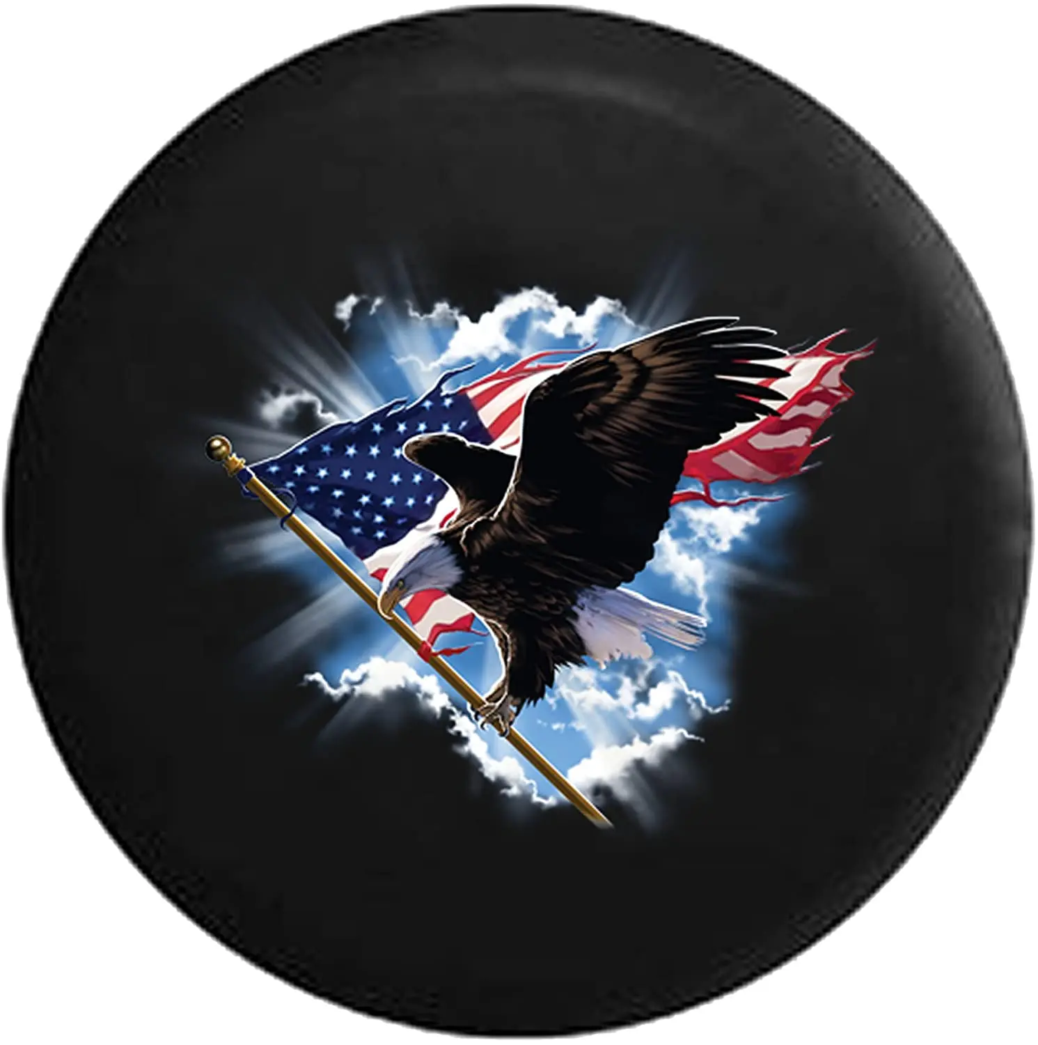 

Американский Орлан с американским флагом через небо США патриотическая запасная покрышка черного цвета 33 дюйма