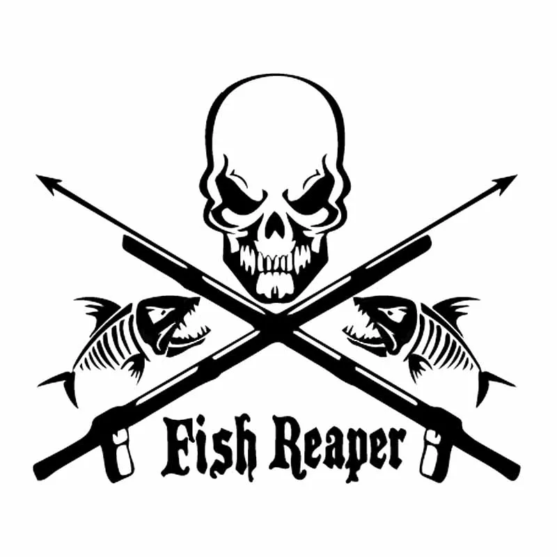 

Car Sticker Fish Death Skull Diver Pour Spear Gun PVC Car Decoration Accessories Decals Waterproof Black/white,16cm*14cm