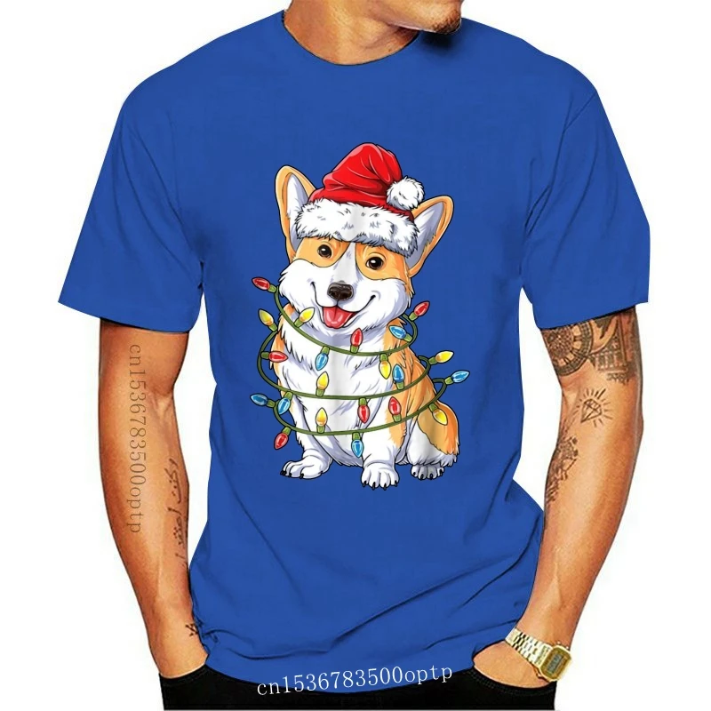 

New Corgi Christmas Santa Hat Xmas Lights Boys T-Shirt