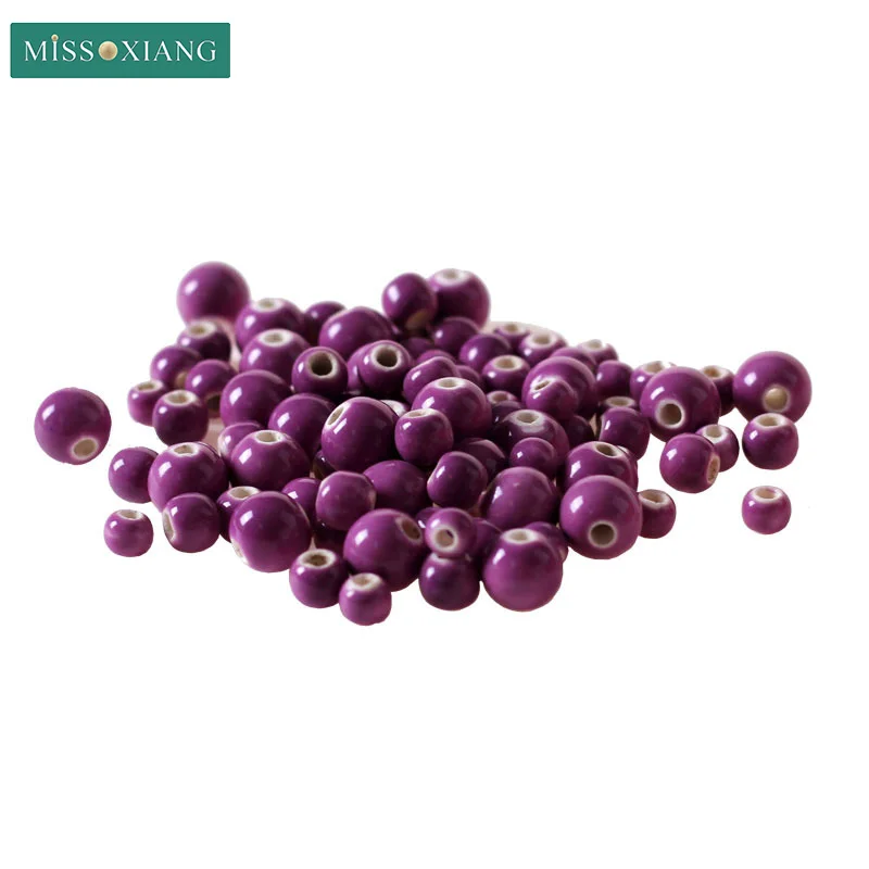 Бусины круглые из натуральной фиолетовой керамики для женщин размер 6 8 10 мм 50
