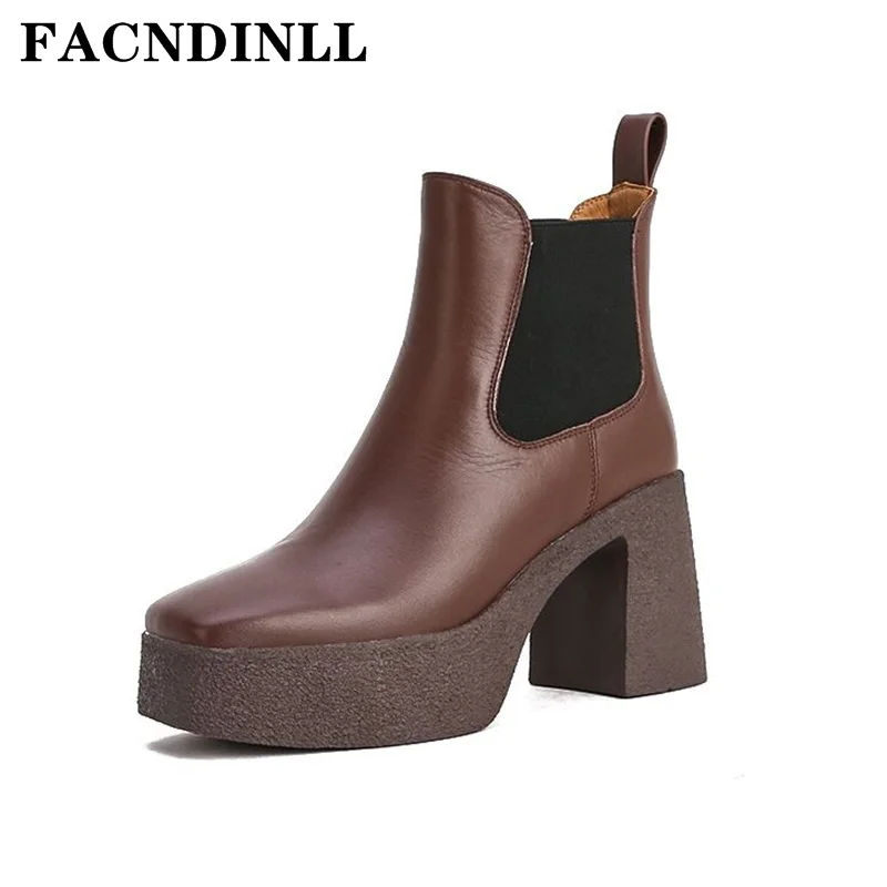 

Женские ботильоны на платформе и толстом высоком каблуке, черные классические офисные Ботинки, короткие ботинки, размер 40, для осени и зимы