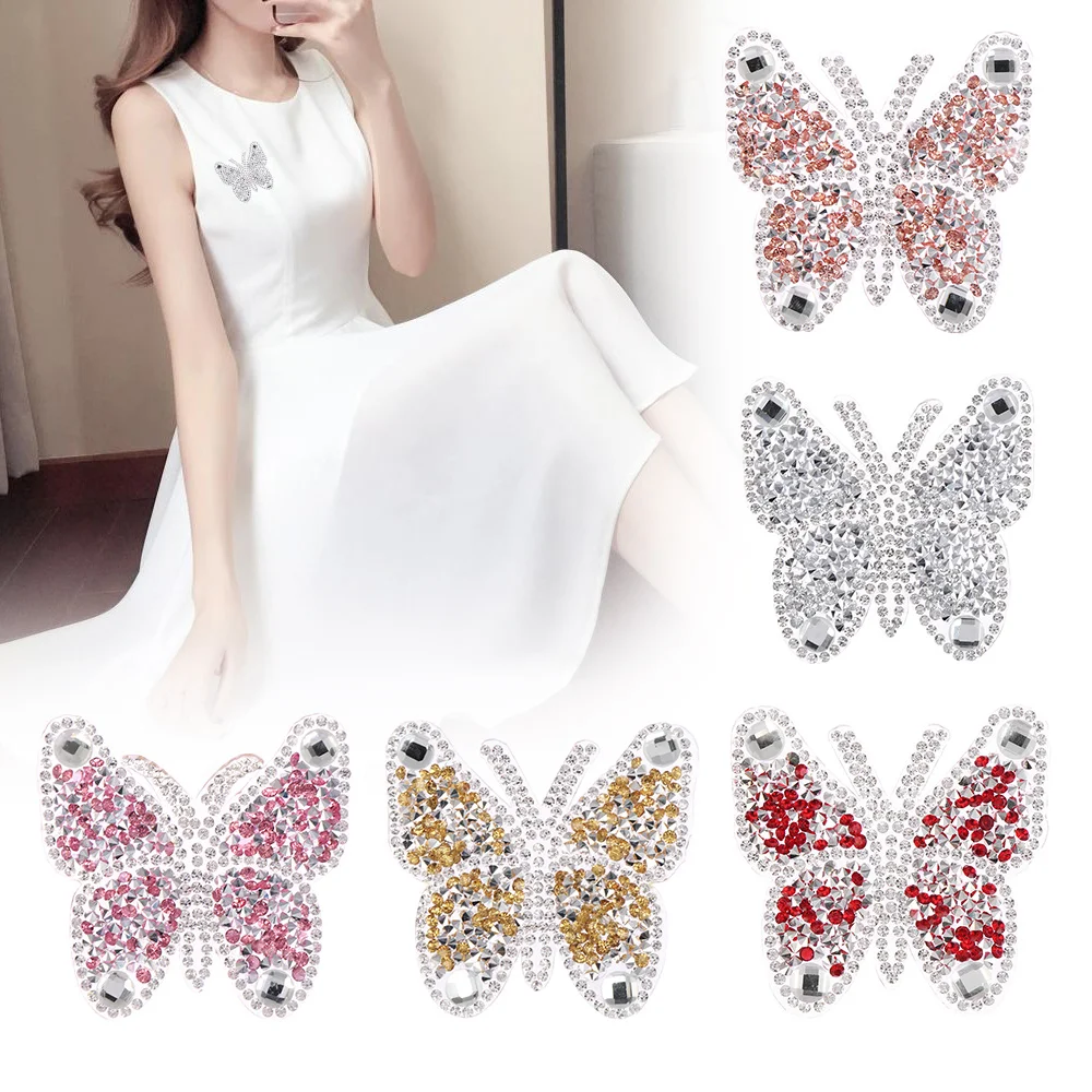 1 шт. высококачественные Стразы бабочки патчи с утюгом термопереводная
