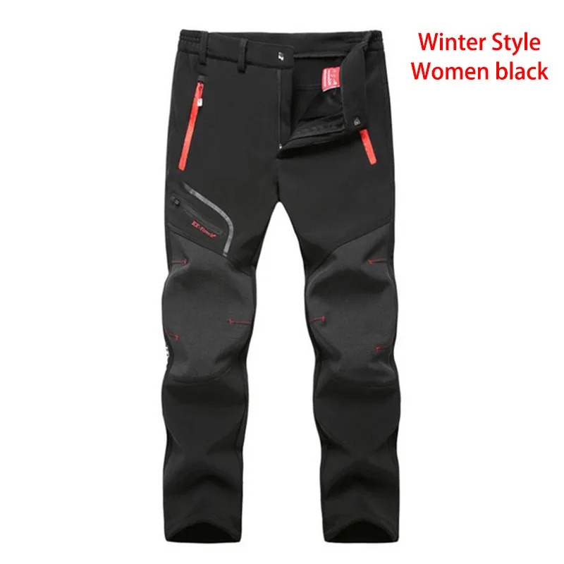 winter women black Luţu флисовые штаны для активного отдыха мужчин осень Softshell Штаны Открытый Брюки женские водонепроницаемые thremal горных походов лыжные брюки - Цвет: winter women black