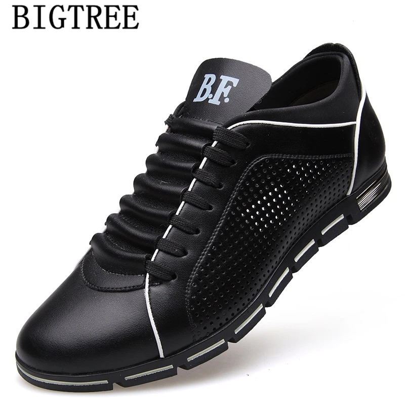 Летняя обувь повседневная спортивная для мужчин кожаная мужские черные