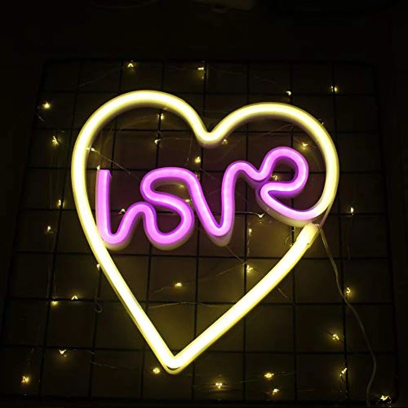 

Неоновые светодиодные знаки Love, неоновые знаки с USB/батареей для спальни, дня рождения, свадьбы, праздника, домашнего настенного декора