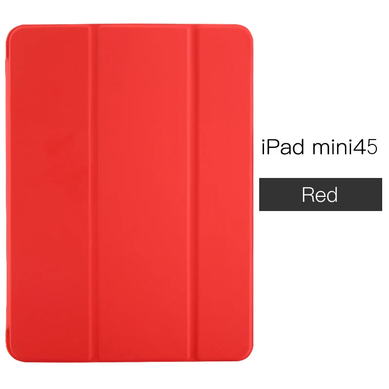 Чехол для iPad Mini 4 3 2 1 чехол ПУ; кожа; Силикон Мягкая задняя трехстворчатая подставка для сна смарт-чехол для iPad Mini 5 чехол Funda - Цвет: For mini 4 5 Red
