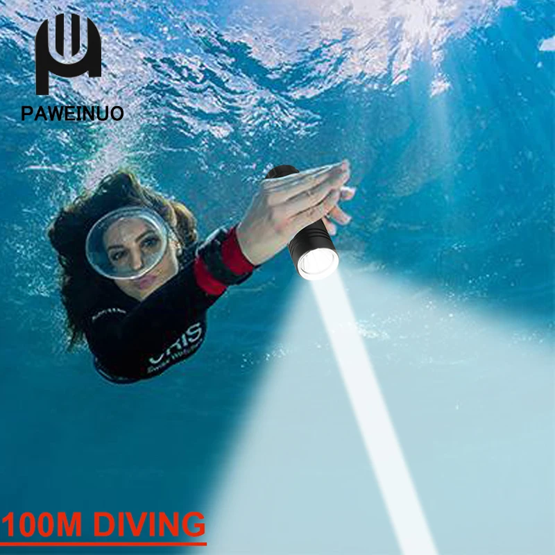 

Professional Diving Led Flashlight 100m Underwater Light Scuba Dive Torch Rechargeable Xm L2 Hand Lamp 26650 Led Dive Flashlight