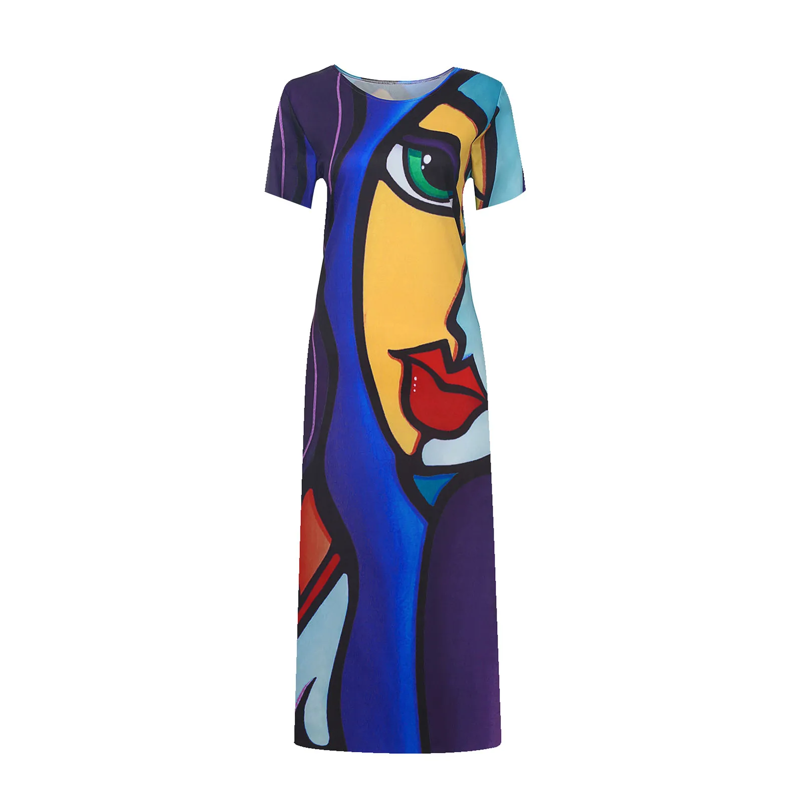 

2021 Elegant Flowers Print Long Sleeve Spring Summer Dresses Casual O Neck Loose Women Dress Vintage Party Vestidos Long Dresses