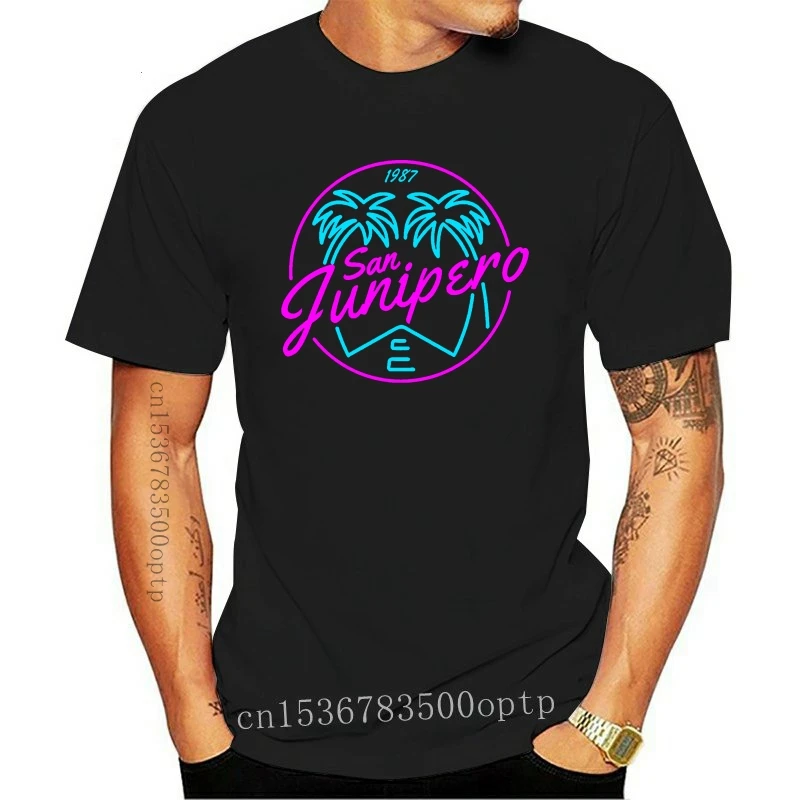 

Design Black Mirror San Junipero NEON t shirt Character tee shirt O-Neck solid color Famous Funny Spring Unique shirt