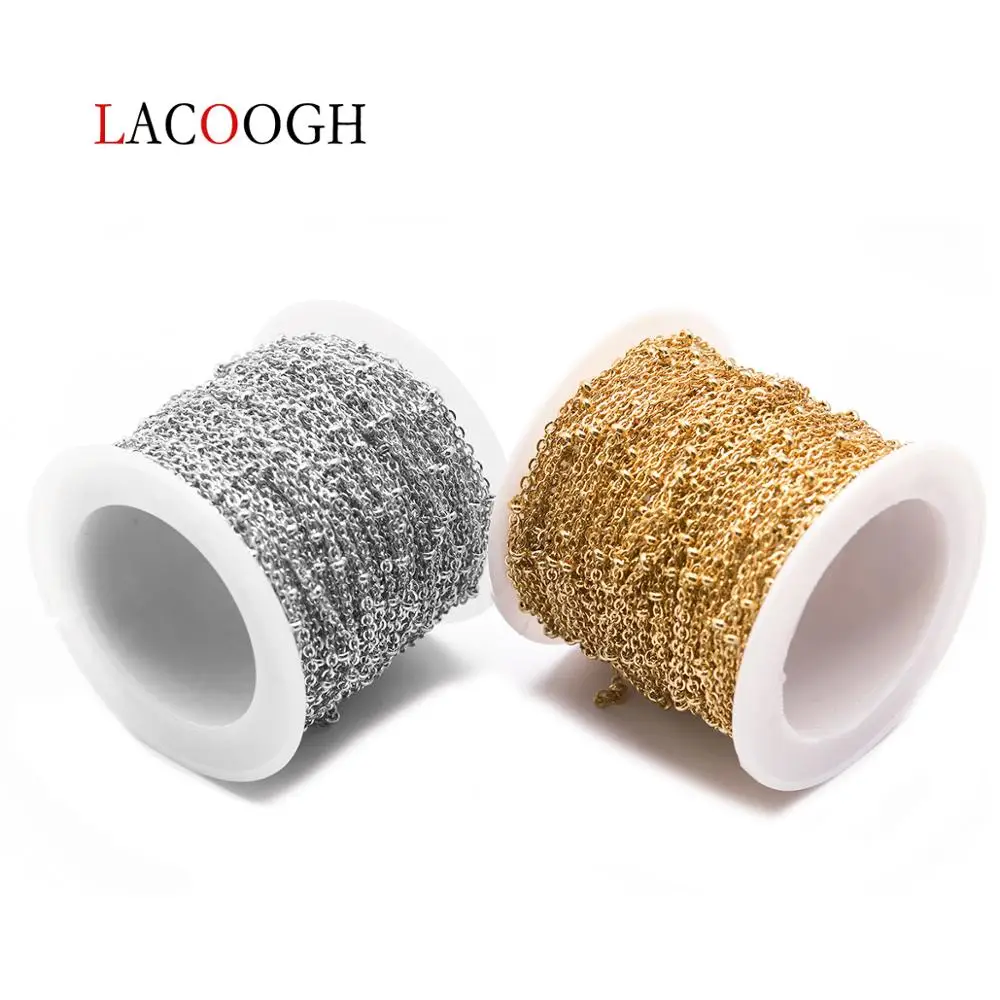 10 ярдов/рулон 1 5/2 мм Нержавеющая сталь шар бусы Rolo цепи цвета: золотистый