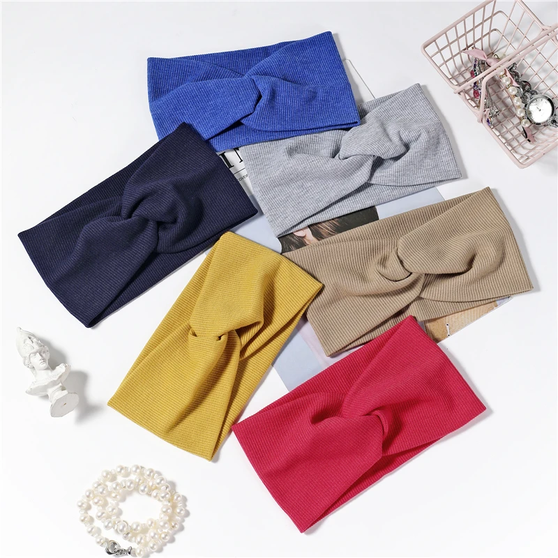 

Diadema cruzada para mujer, bandana tejida a la moda con nudo cruzado, diademas calidas de lana, turbante, accesorios para ninos