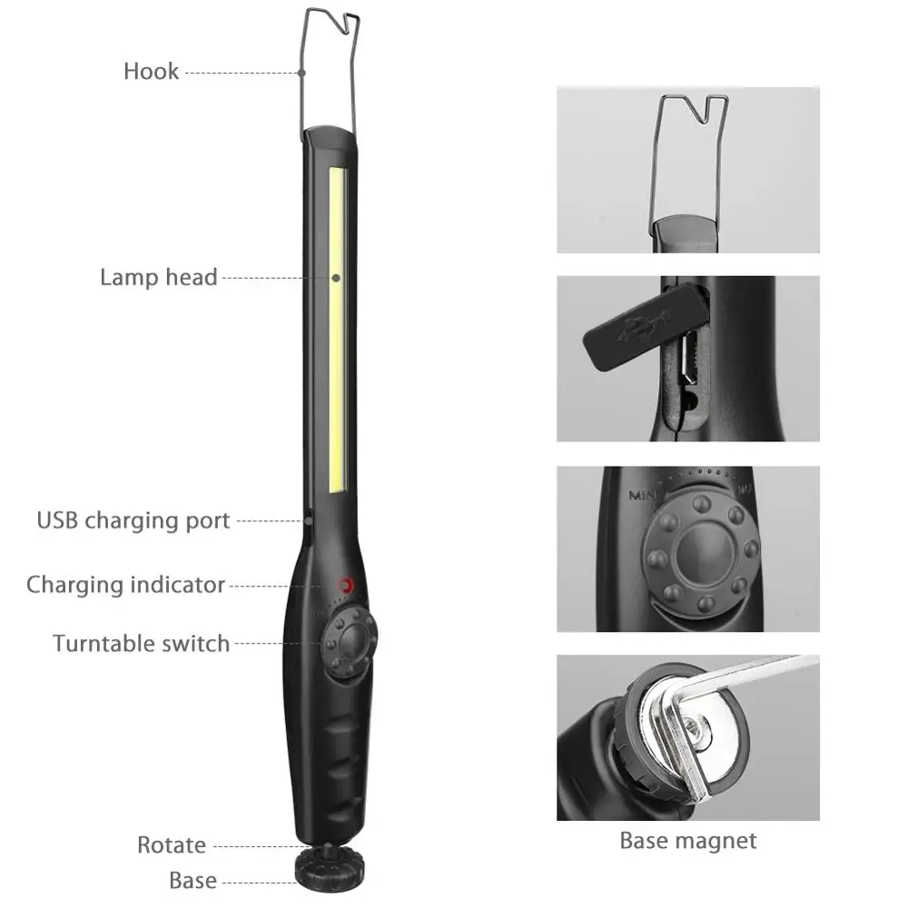 Фонарик Linkax COB светодиодный рабочий свет Torch 1 * фонарик с USB зарядкой Стайлинг