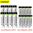Аккумуляторная батарея Liitokala 1,2 в AA, никель-металлогидридный аккумулятор 2500 мАч + Батарейки для термопистолета и мыши 8 шт. AAA 900 мАч