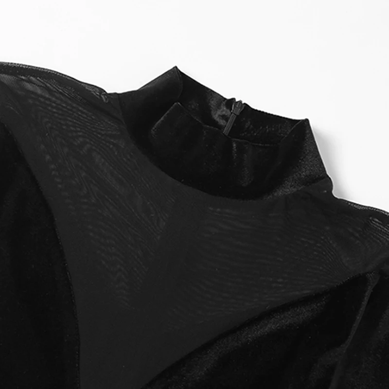 

Plugalong Mesh Transparent Rompers Womens Jumpsuit Shorts Sexy Long Sleeve Bodysuits Patchwork Y2K Aesthetic Streetwear Clubwear