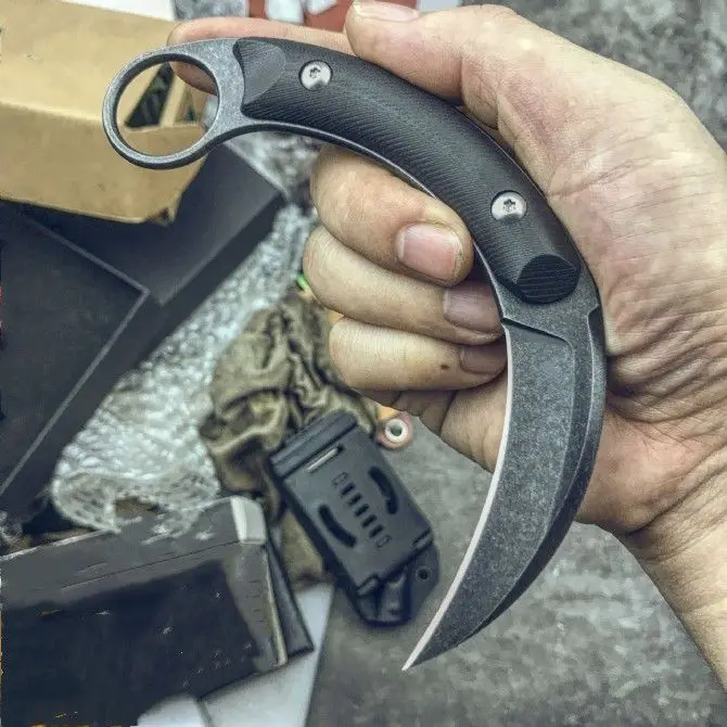 Bas тени для век Мун Karambit коготь с эффектом поношенности 440C лезвие G10 ручка