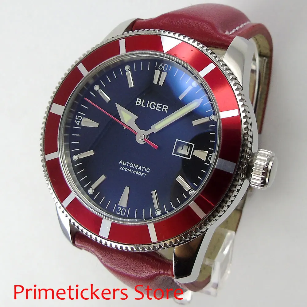 Мужские наручные часы с индикатором даты и синим циферблатом 46 мм|Мужские