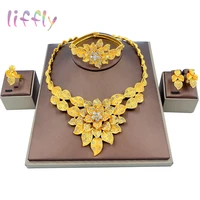 liffly bridal dubai jewelry sets nigerian wedding fashion gold necklace for women african women costume jewelry set wholesale