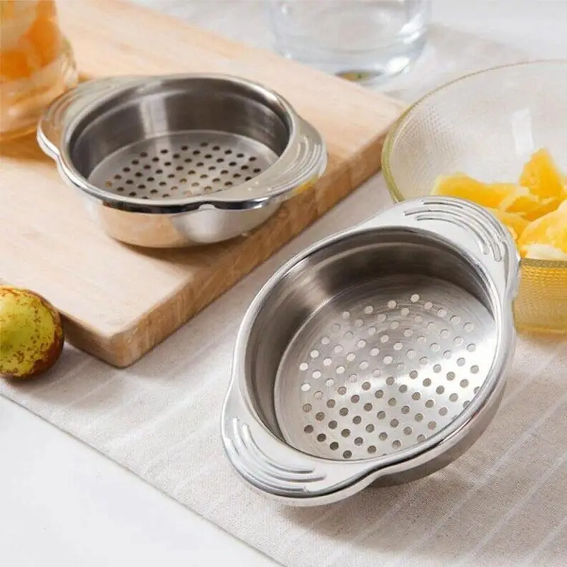 

Silver Steel Drainer Kitchen Food Canned Ear Filter Tools Canned Filter Press Bottom Spacer P4L0