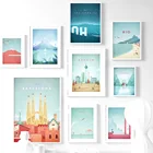 Постер для путешествий с изображением знаменитого города, минималистичная настенная картина на холсте, скандинавские постеры и принты, настенные картины для декора гостиной