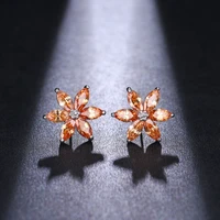 be8 elegant flower design champaign color cz rhinestone stud earrings for women party jewelry brincos ae13