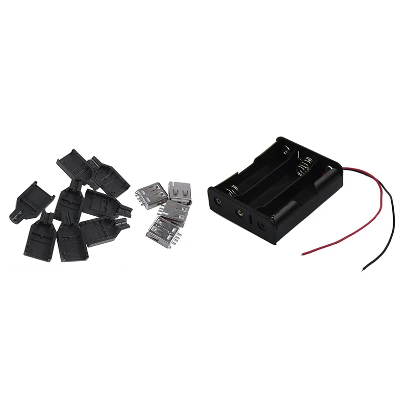 USB 2 0 Jack разъем адаптера 4 предмета в комплекте с 3 7 V 18650x3 проволочные выводы черный